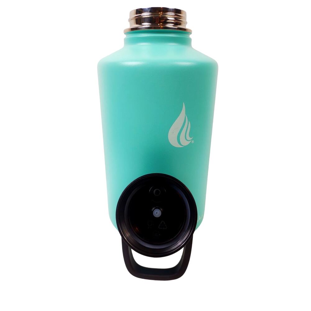 Hydro Cell 64 oz Stainless Steel Water Bottle Wide Mouth Flip Top Green Blue